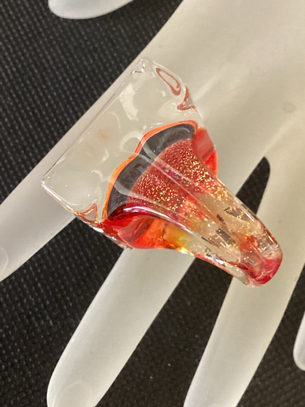 24k Venetian Murano Glass Ring 1” Italy. Size 7 - Picture 5 of 6